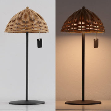 Tilly 12.75" Modern Coastal Indoor/Outdoor Wicker Shade Rechargeable/Cordless Dimmable Integrated LED Table Lamp